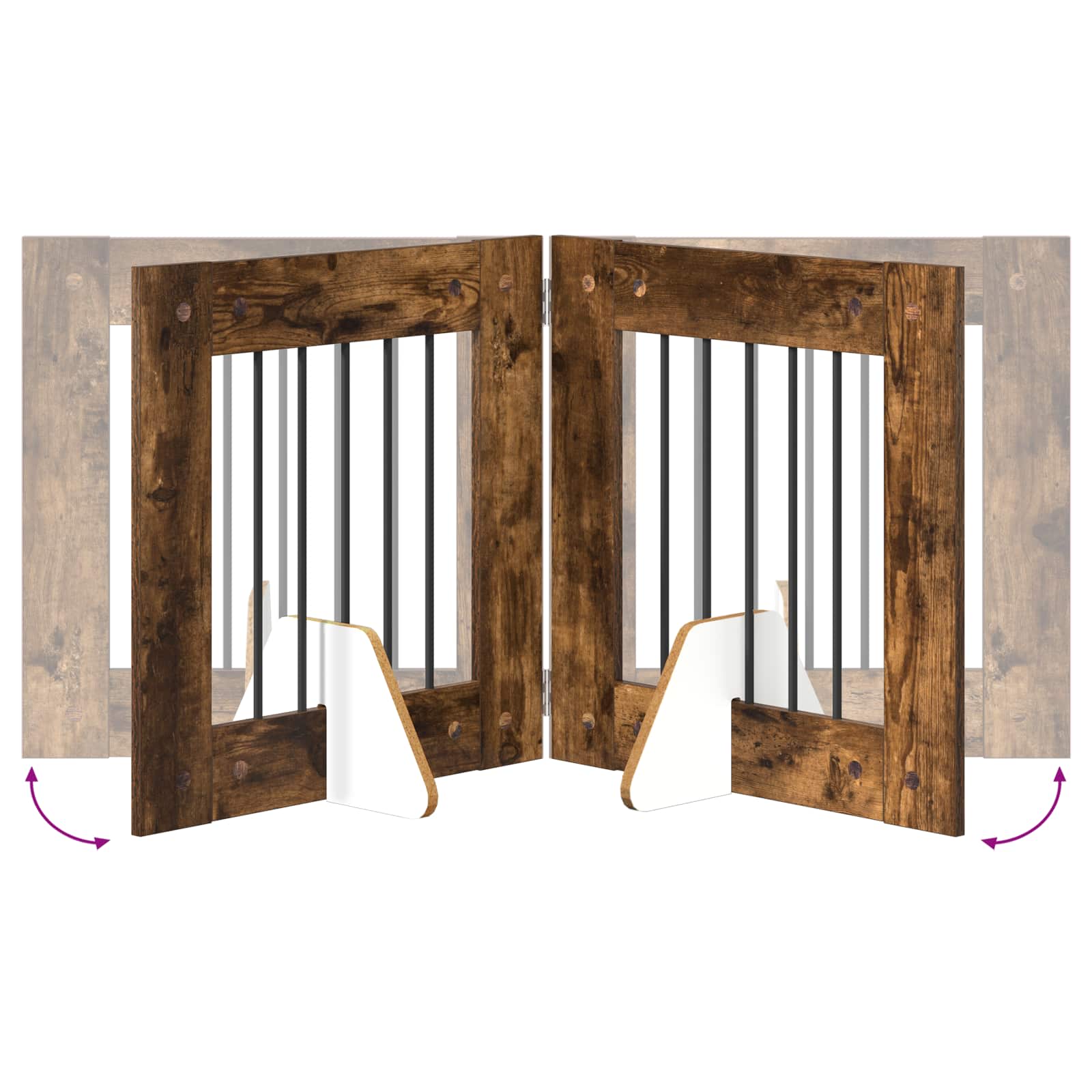 Hondenhekje met standaards 4 pcs Gerookt eiken 60 x 60 cm