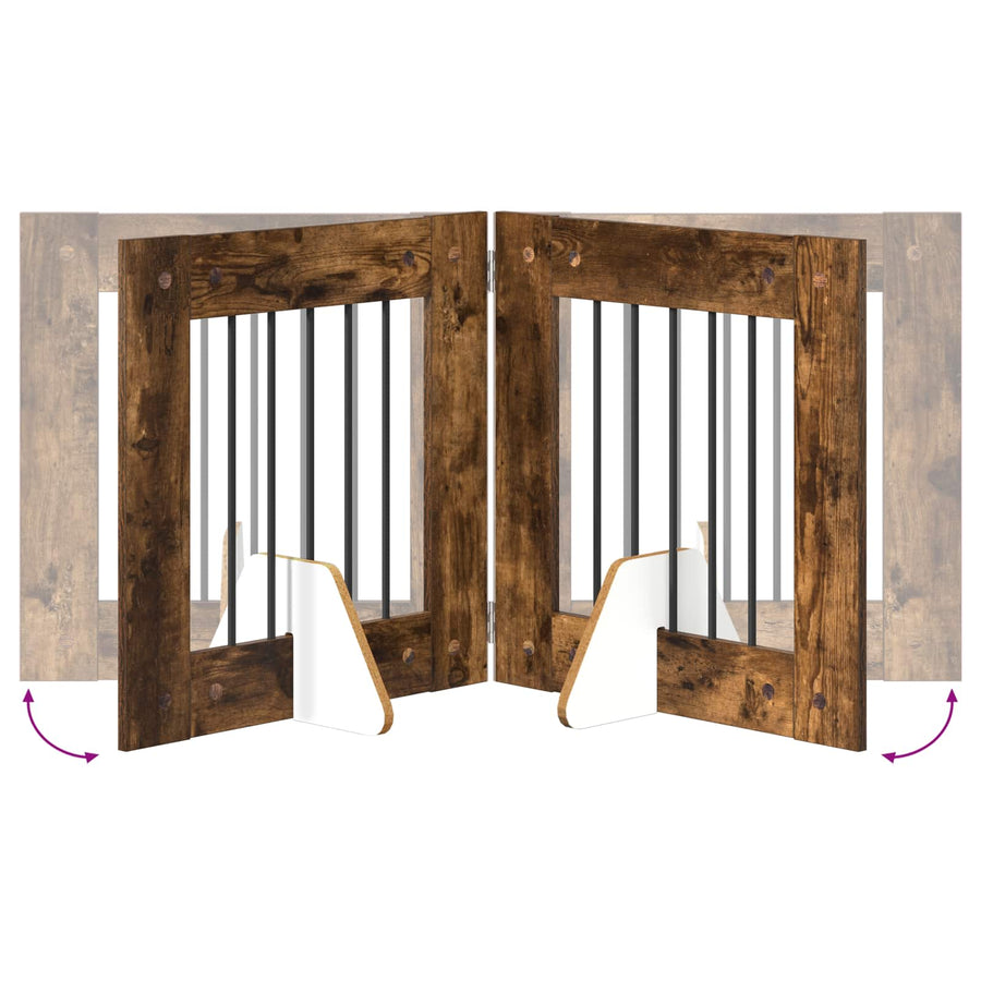 Hondenhekje met standaards 4 pcs Gerookt eiken 60 x 60 cm