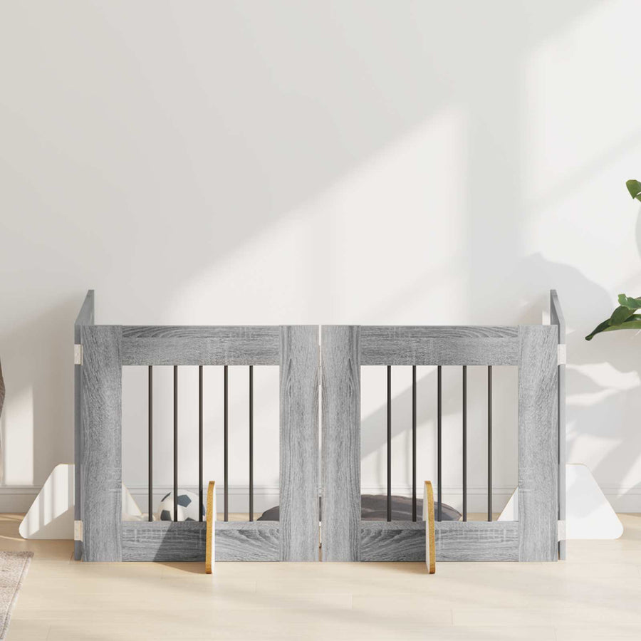 Hondenhekje met standaards 4 pcs Grijs sonoma 60 x 60 cm