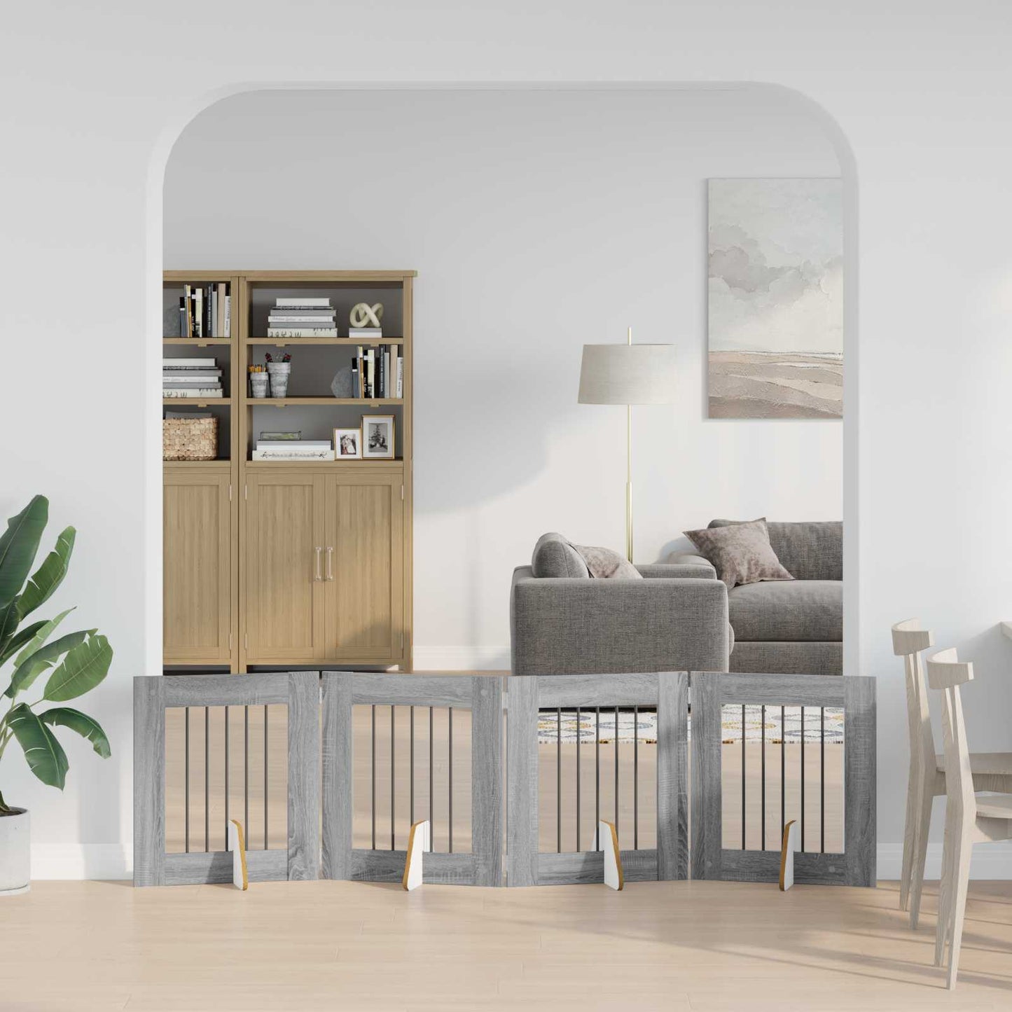 Hondenhekje met standaards 4 pcs Grijs sonoma 60 x 60 cm