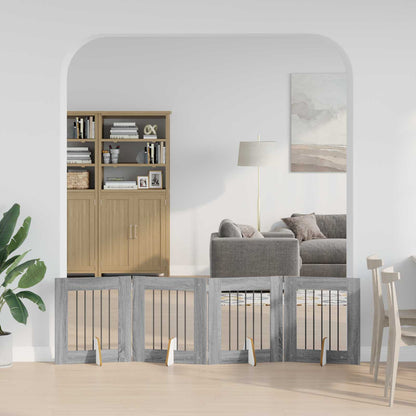 Hondenhekje met standaards 4 pcs Grijs sonoma 60 x 60 cm