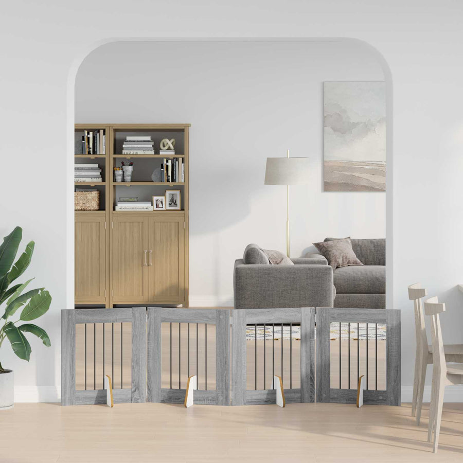 Hondenhekje met standaards 4 pcs Grijs sonoma 60 x 60 cm