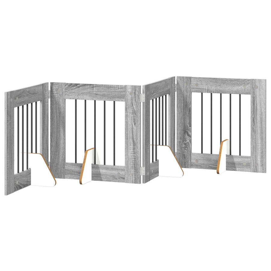 Hondenhekje met standaards 4 pcs Grijs sonoma 60 x 60 cm