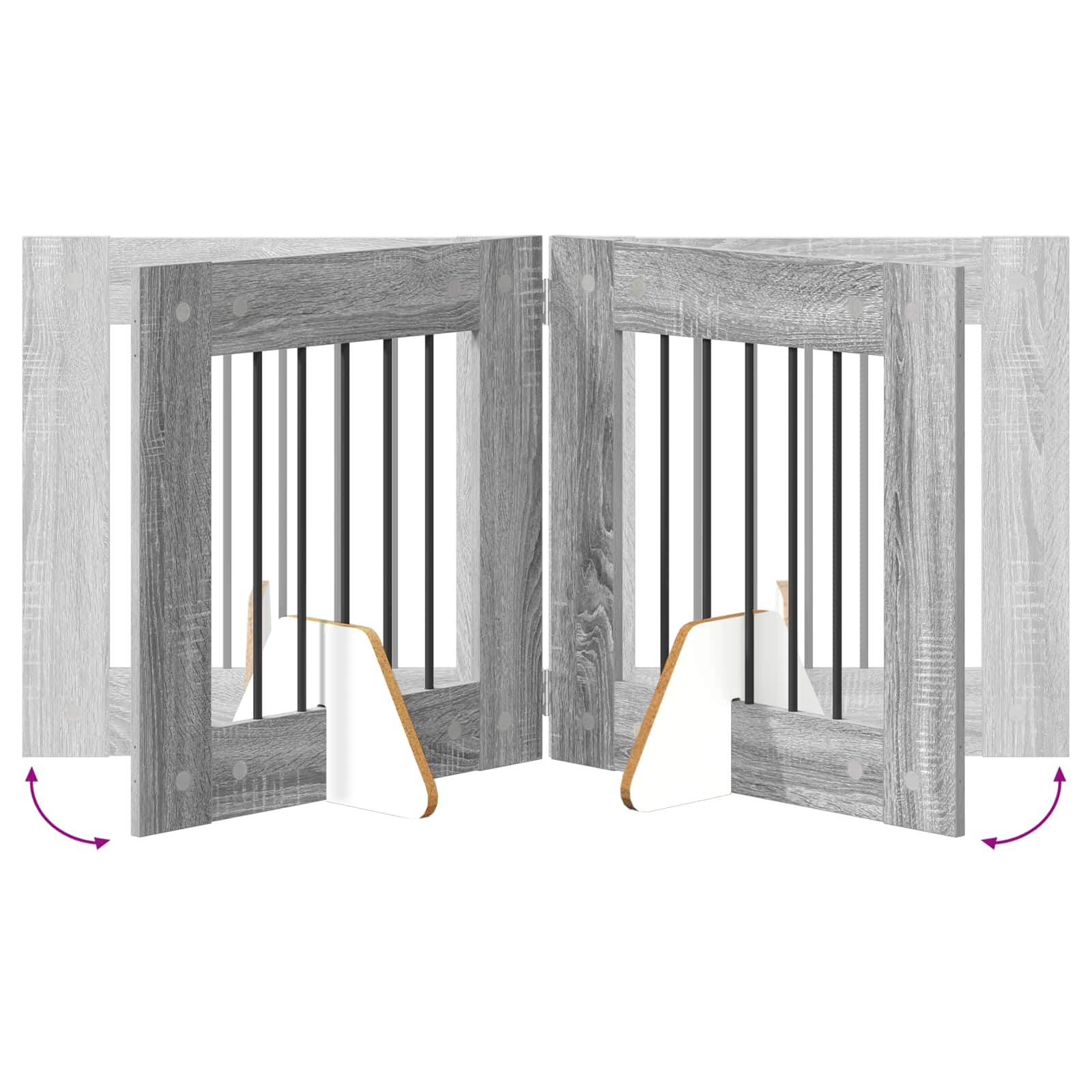 Hondenhekje met standaards 4 pcs Grijs sonoma 60 x 60 cm