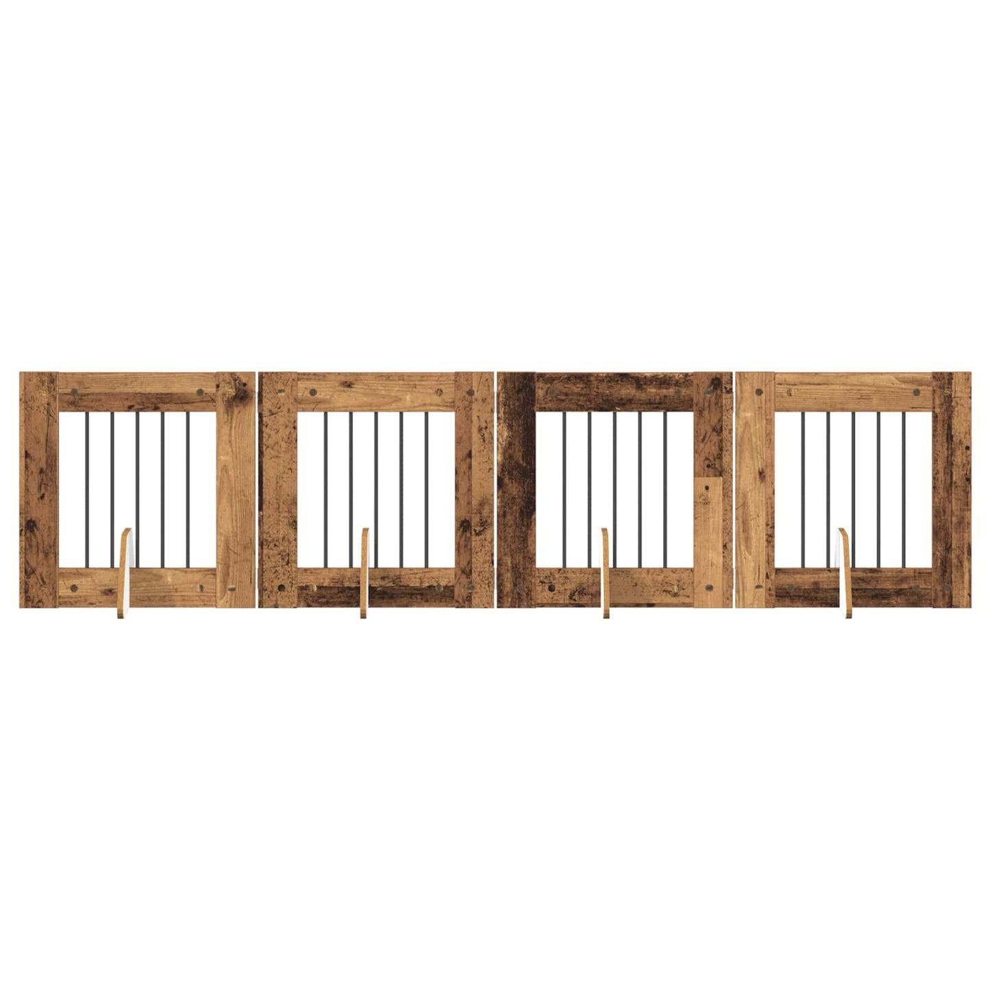 Hondenhekje met standaards 4 pcs Oud hout 60 x 60 cm