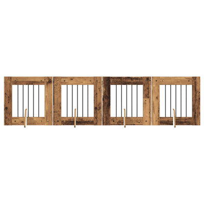 Hondenhekje met standaards 4 pcs Oud hout 60 x 60 cm