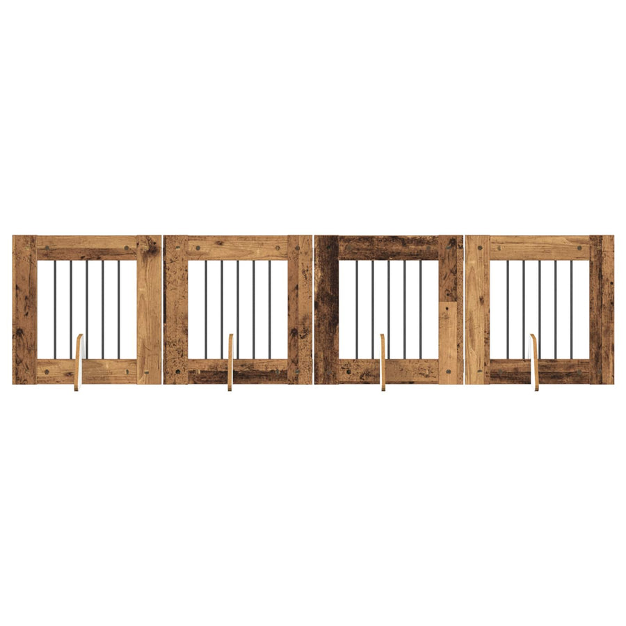 Hondenhekje met standaards 4 pcs Oud hout 60 x 60 cm