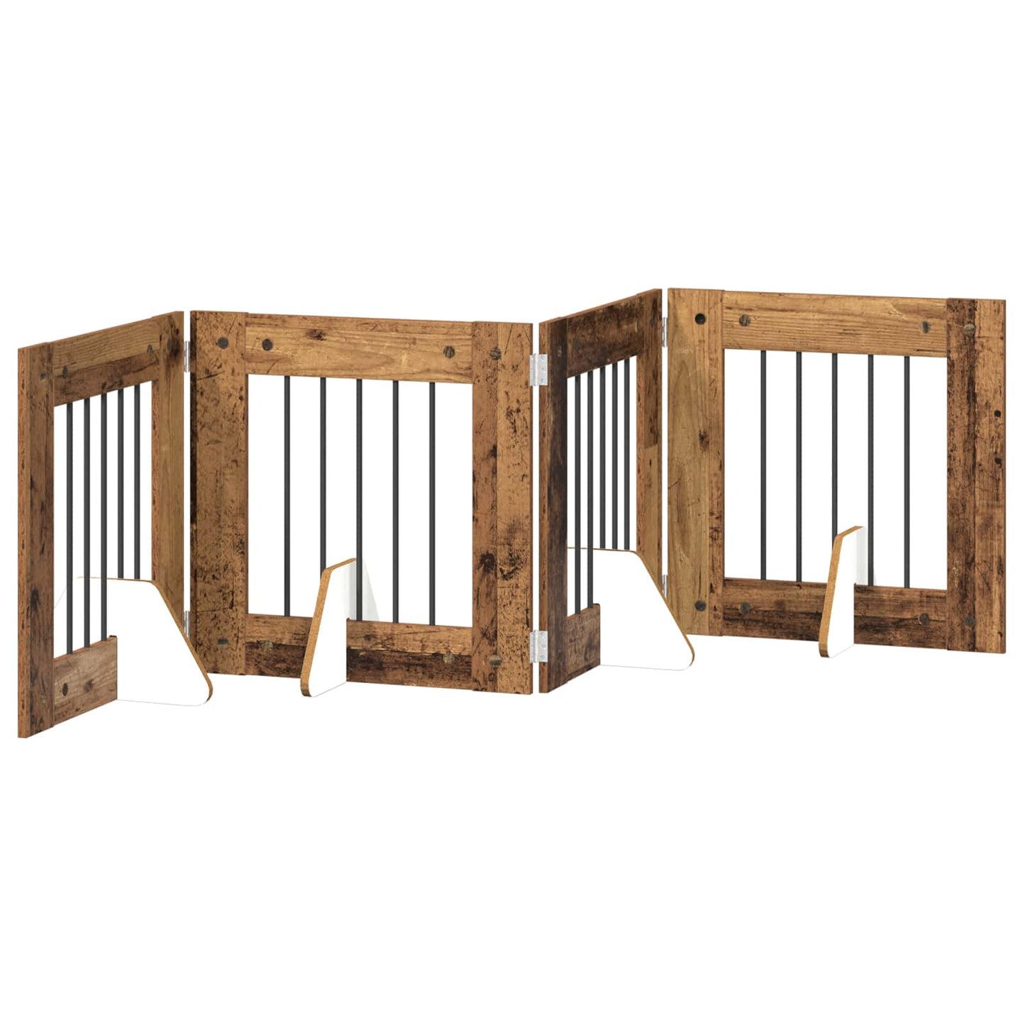 Hondenhekje met standaards 4 pcs Oud hout 60 x 60 cm