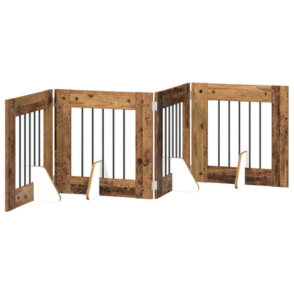 Hondenhekje met standaards 4 pcs Oud hout 60 x 60 cm