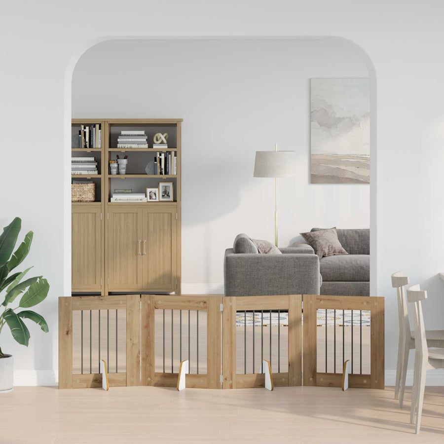 Hondenhekje met standaards 4 pcs Artisanaal eiken 60 x 60 cm