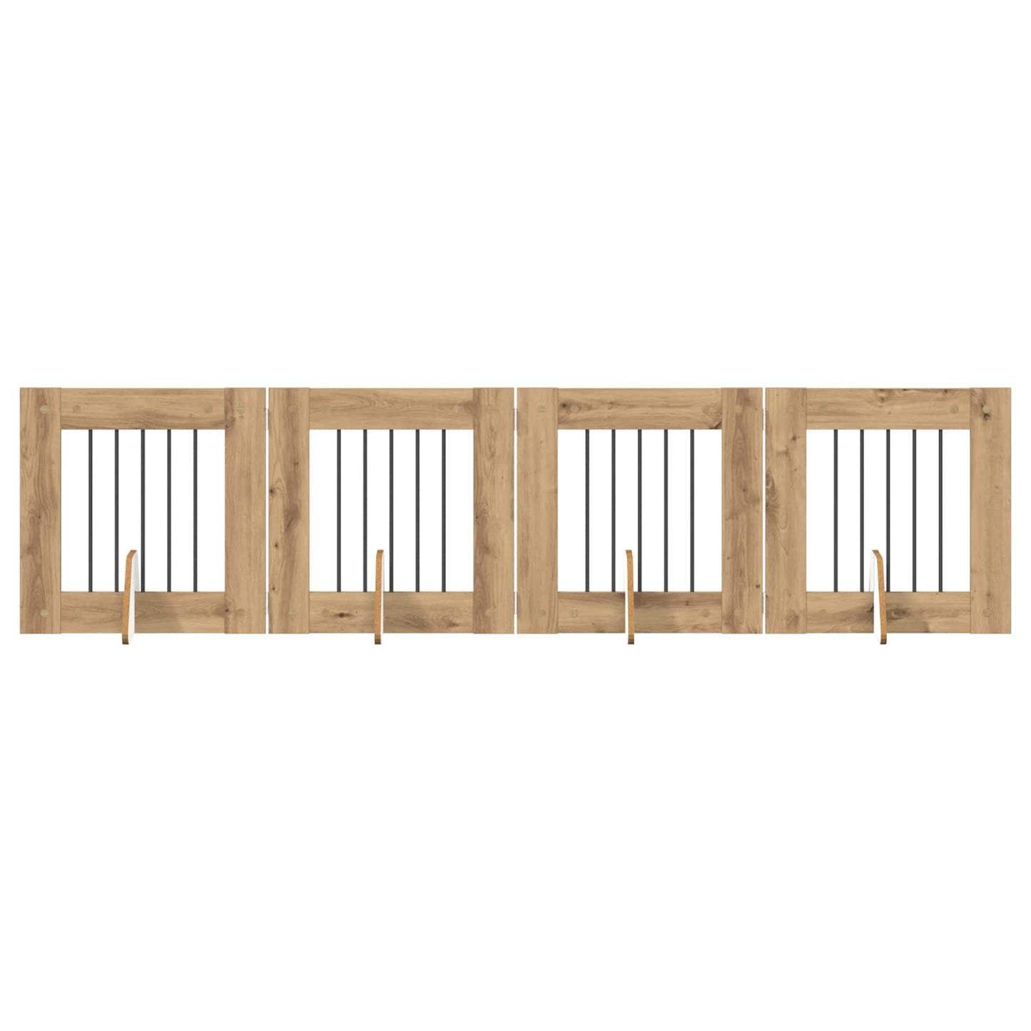 Hondenhekje met standaards 4 pcs Artisanaal eiken 60 x 60 cm