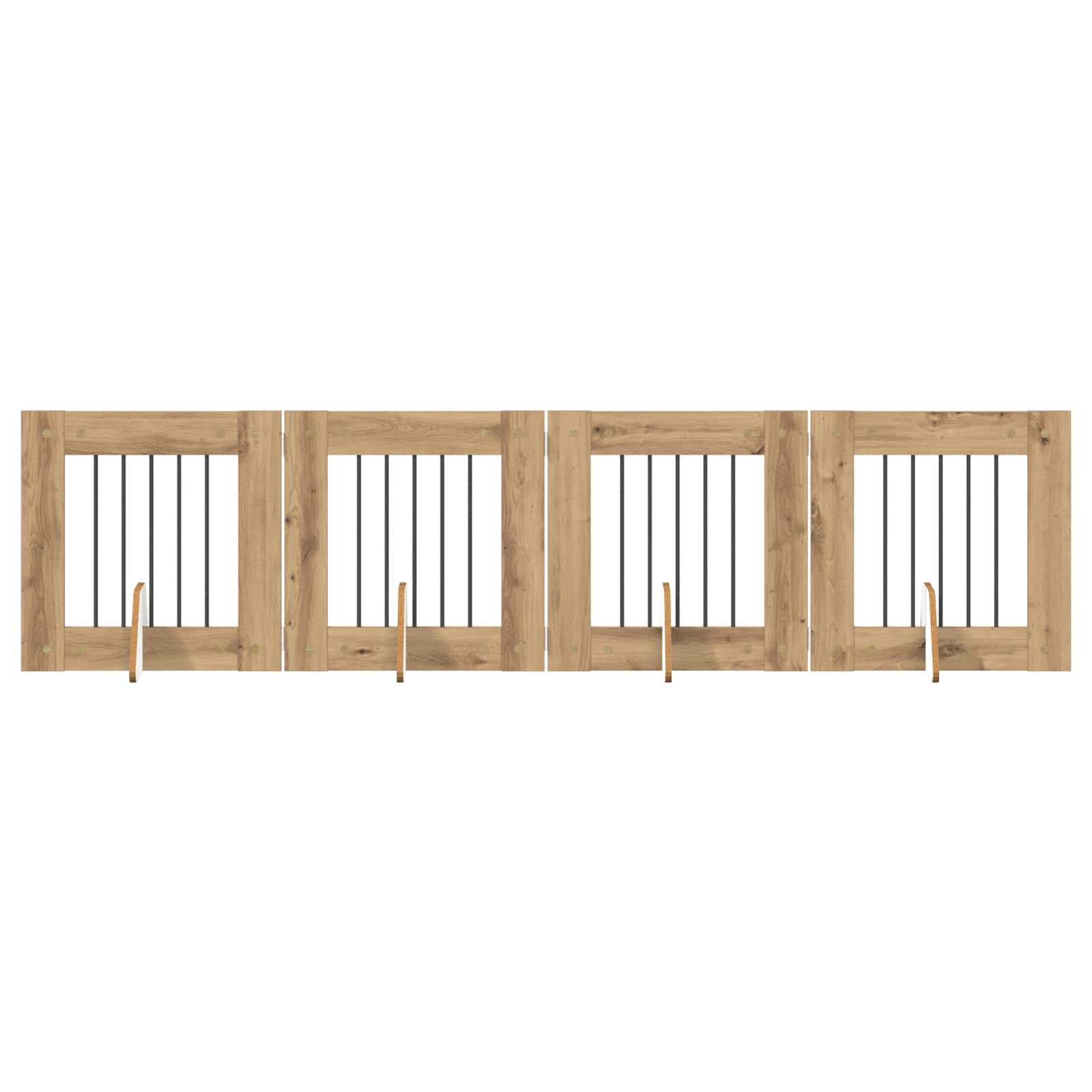Hondenhekje met standaards 4 pcs Artisanaal eiken 60 x 60 cm