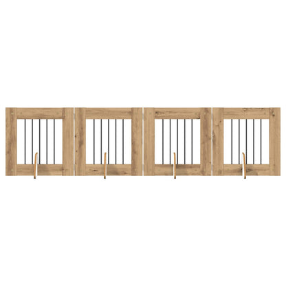 Hondenhekje met standaards 4 pcs Artisanaal eiken 60 x 60 cm