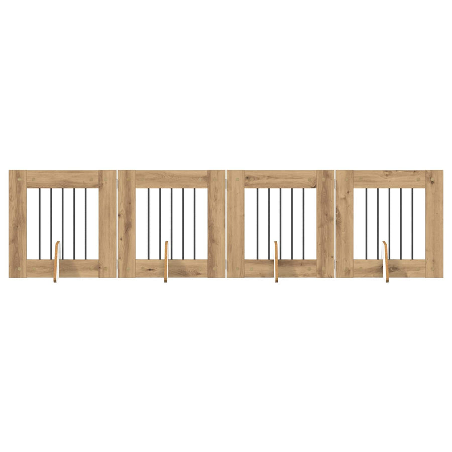 Hondenhekje met standaards 4 pcs Artisanaal eiken 60 x 60 cm