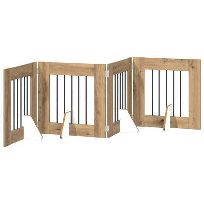 Hondenhekje met standaards 4 pcs Artisanaal eiken 60 x 60 cm