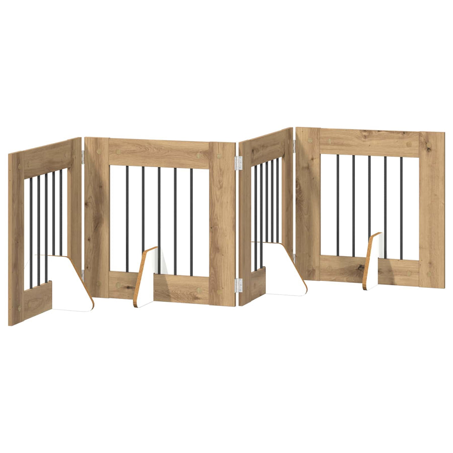 Hondenhekje met standaards 4 pcs Artisanaal eiken 60 x 60 cm