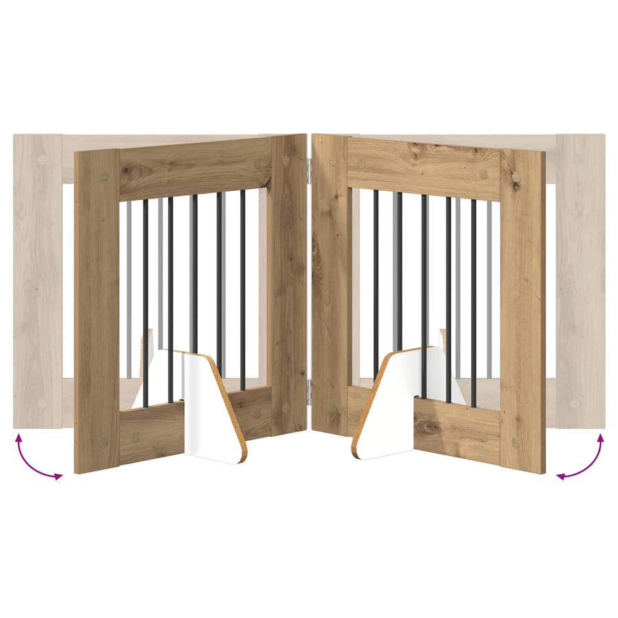 Hondenhekje met standaards 4 pcs Artisanaal eiken 60 x 60 cm