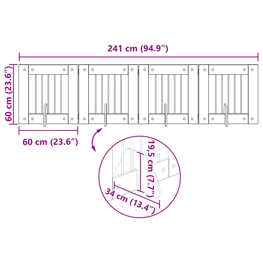 Hondenhekje met standaards 4 pcs Artisanaal eiken 60 x 60 cm