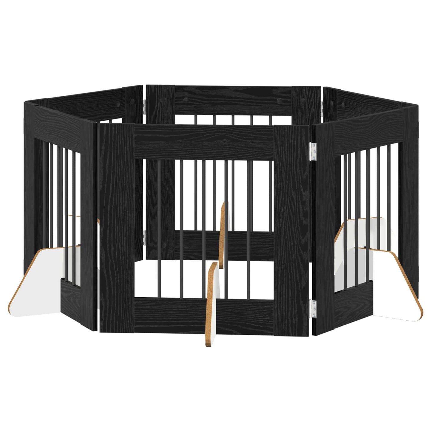 Hondenhekje met standaards 6 pcs Zwart eiken 60 x 60 cm