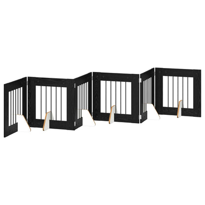 Hondenhekje met standaards 6 pcs Zwart eiken 60 x 60 cm