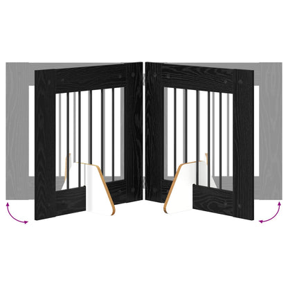 Hondenhekje met standaards 6 pcs Zwart eiken 60 x 60 cm