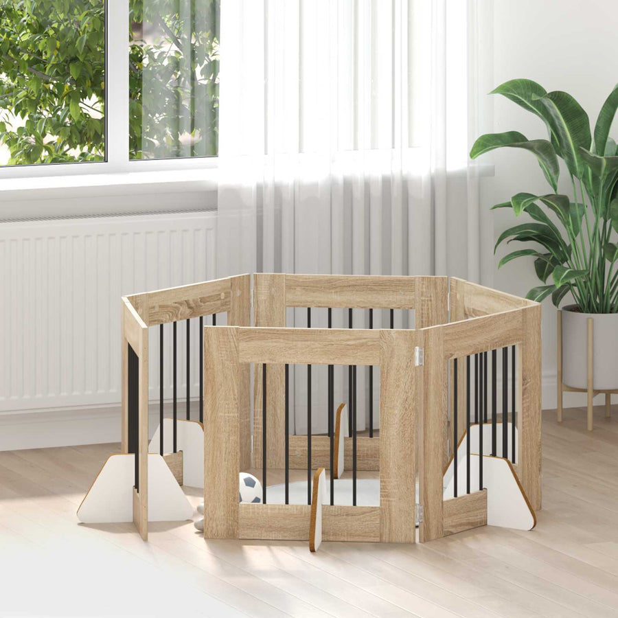 Hondenhekje met standaards 6 pcs Sonoma Eiken 60 x 60 cm