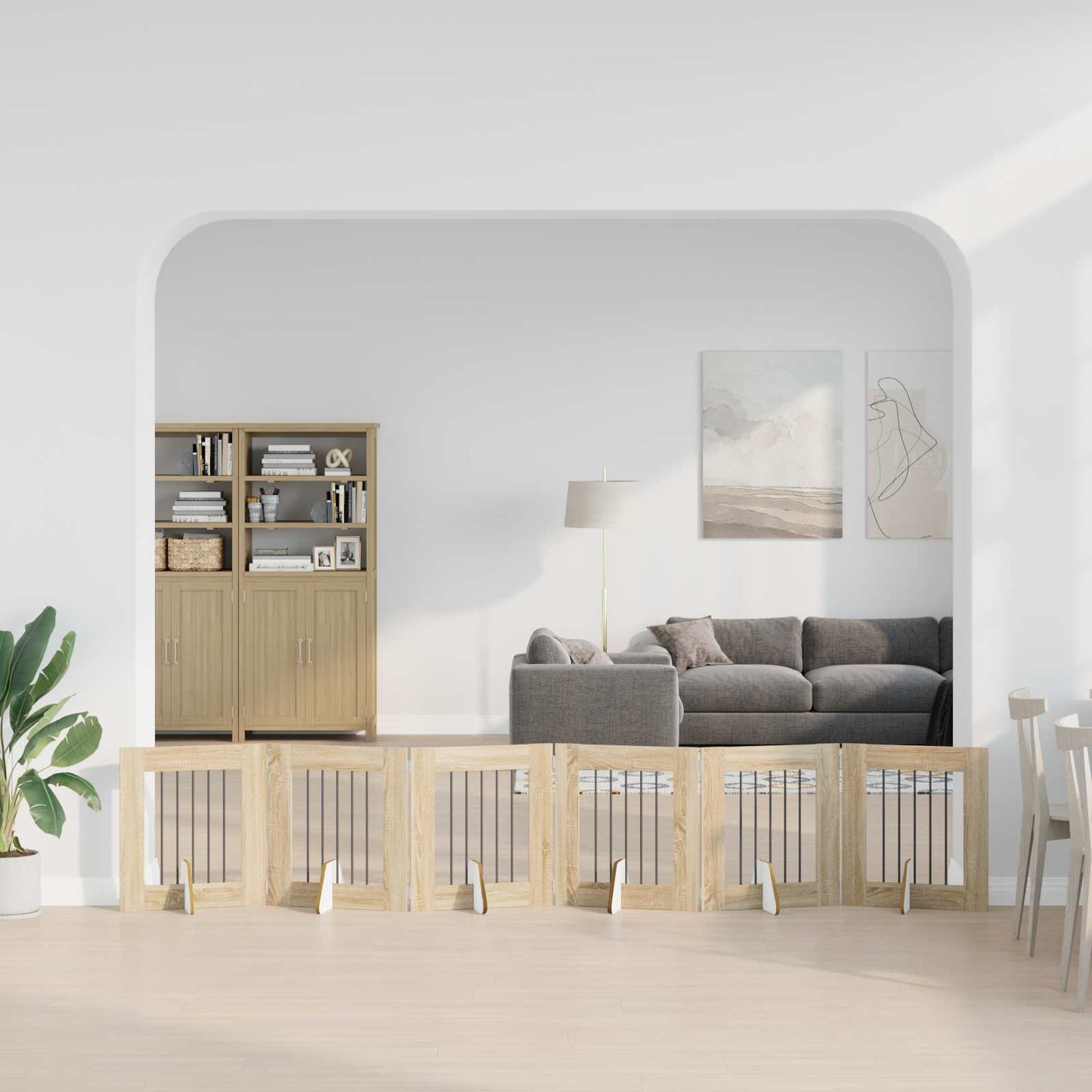 Hondenhekje met standaards 6 pcs Sonoma Eiken 60 x 60 cm