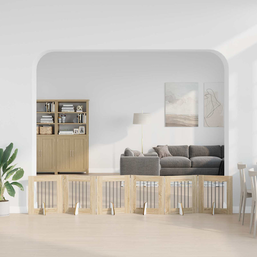 Hondenhekje met standaards 6 pcs Sonoma Eiken 60 x 60 cm