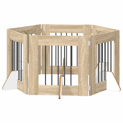 Hondenhekje met standaards 6 pcs Sonoma Eiken 60 x 60 cm