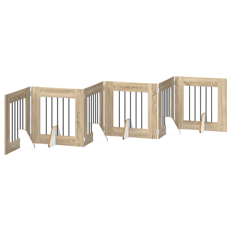 Hondenhekje met standaards 6 pcs Sonoma Eiken 60 x 60 cm