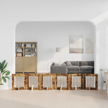 Hondenhekje met standaards 6 pcs Gerookt eiken 60 x 60 cm