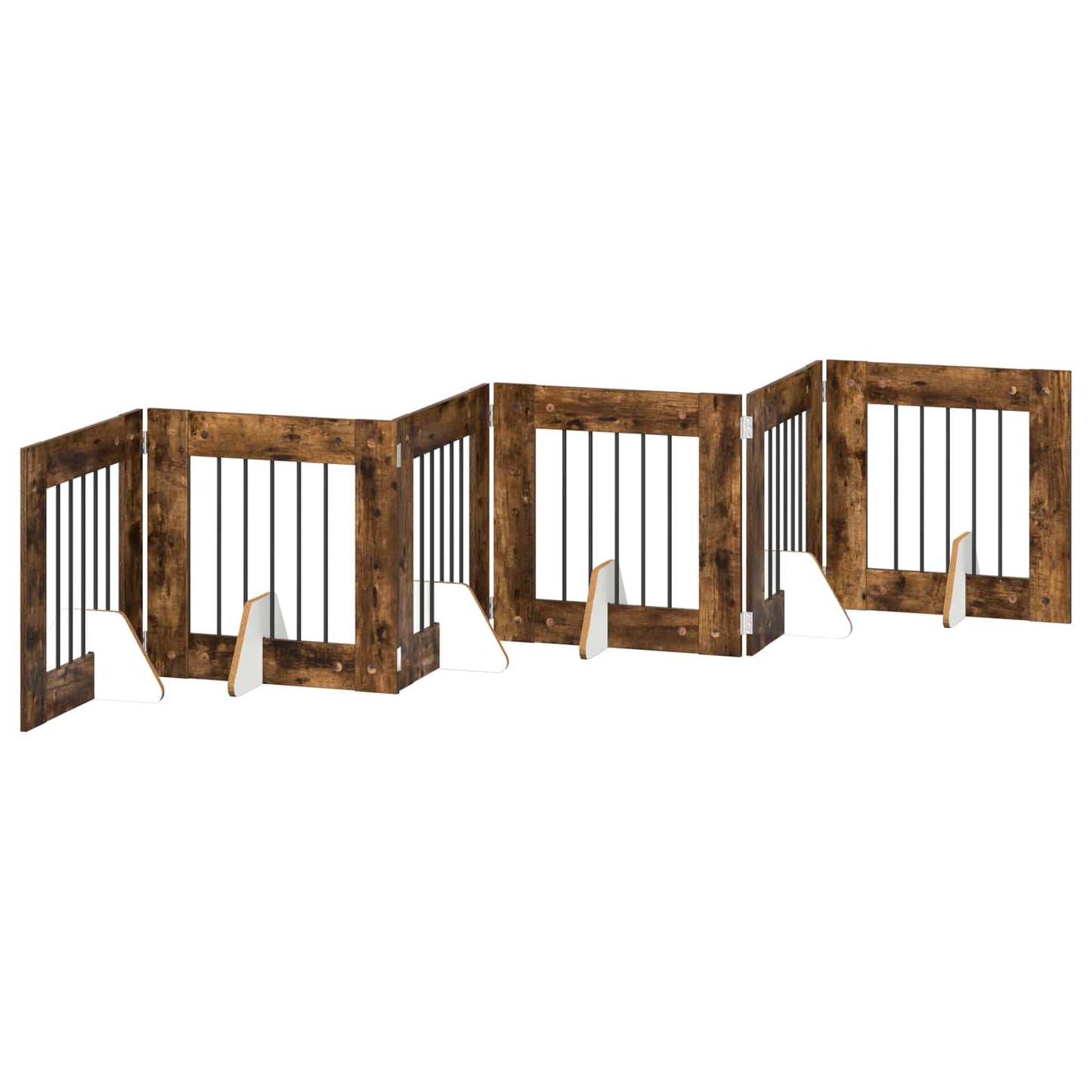 Hondenhekje met standaards 6 pcs Gerookt eiken 60 x 60 cm