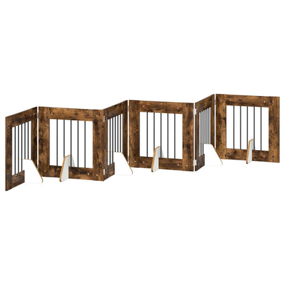 Hondenhekje met standaards 6 pcs Gerookt eiken 60 x 60 cm
