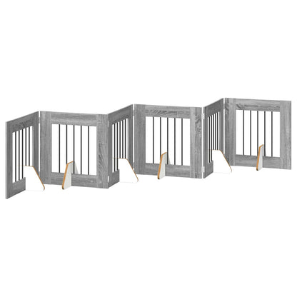 Hondenhekje met standaards 6 pcs Grijs sonoma 60 x 60 cm
