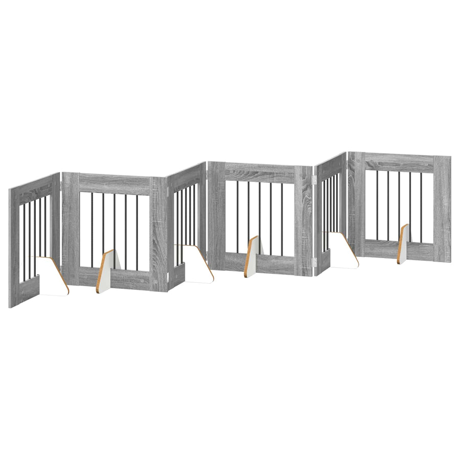 Hondenhekje met standaards 6 pcs Grijs sonoma 60 x 60 cm