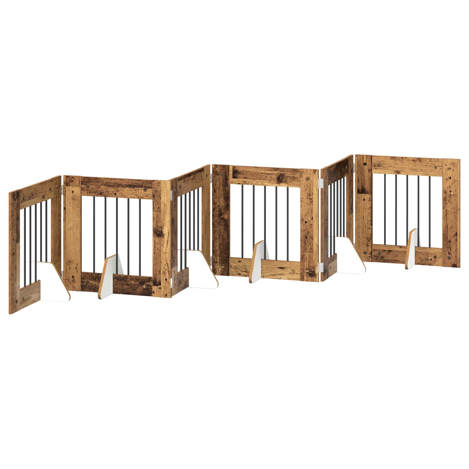 Hondenhekje met standaards 6 pcs Oud hout 60 x 60 cm