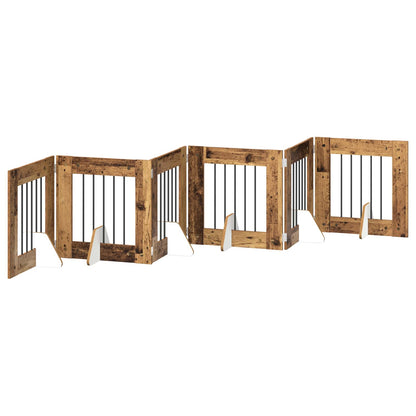 Hondenhekje met standaards 6 pcs Oud hout 60 x 60 cm