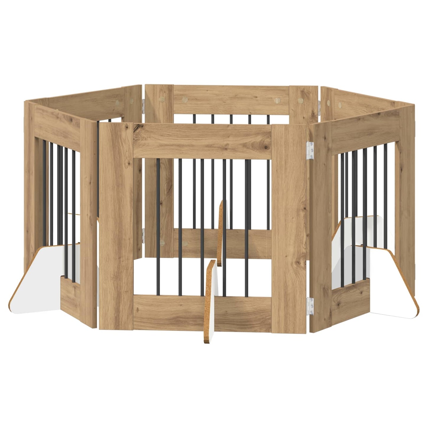 Hondenhekje met standaards 6 pcs Artisanaal eiken 60 x 60 cm