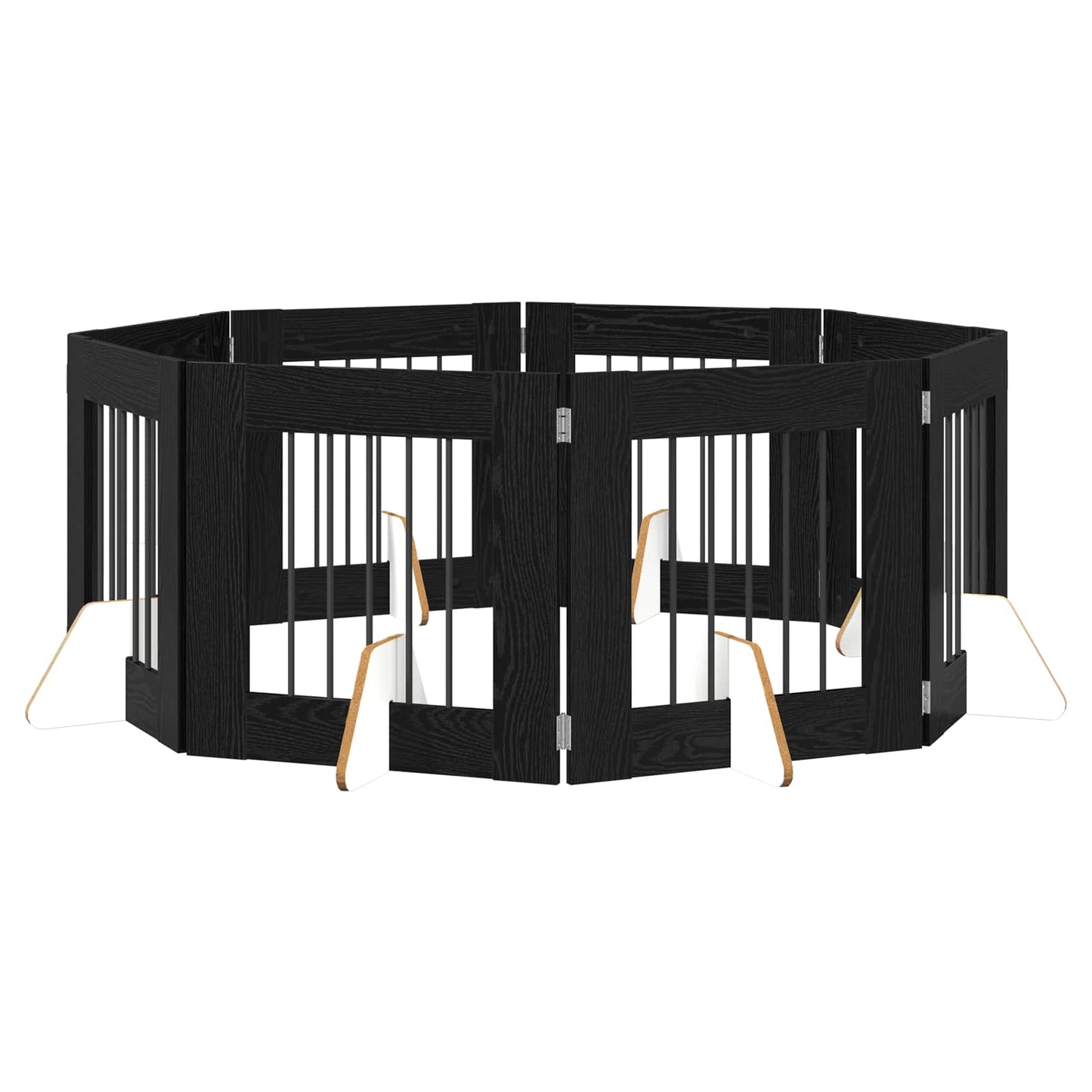 Hondenhekje met standaards 8 pcs Zwart eiken 60 x 60 cm