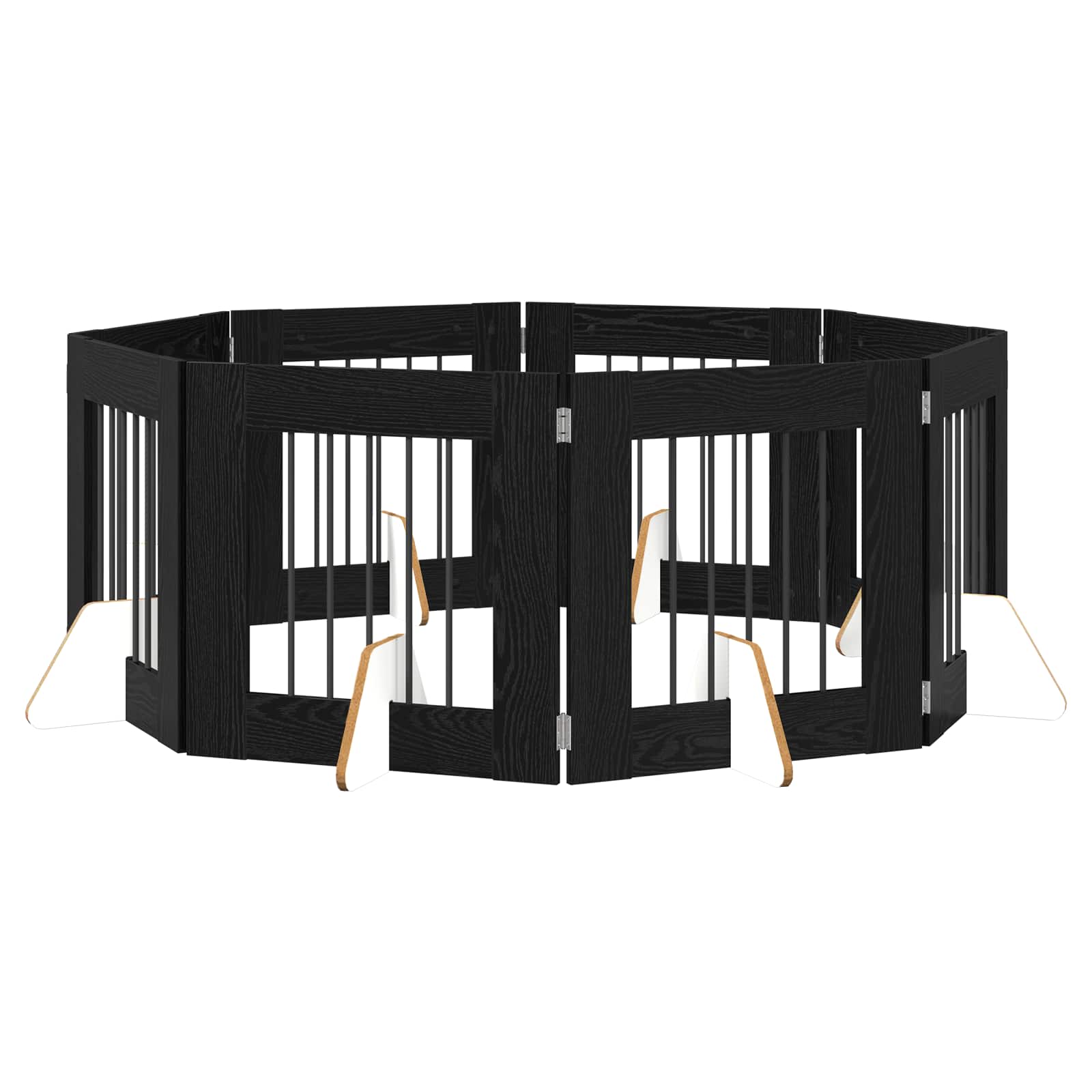 Hondenhekje met standaards 8 pcs Zwart eiken 60 x 60 cm