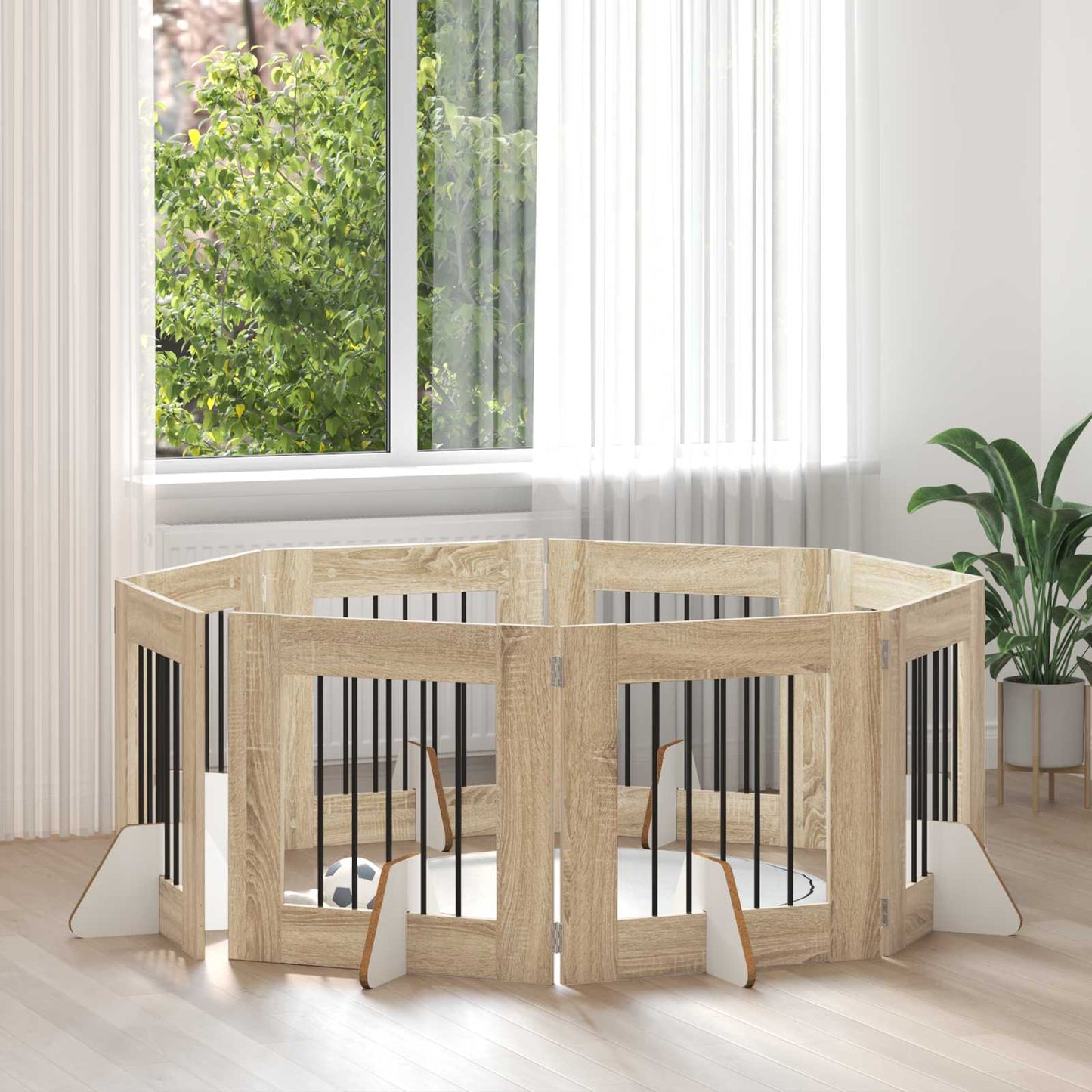 Hondenhekje met standaards 8 pcs Sonoma Eiken 60 x 60 cm