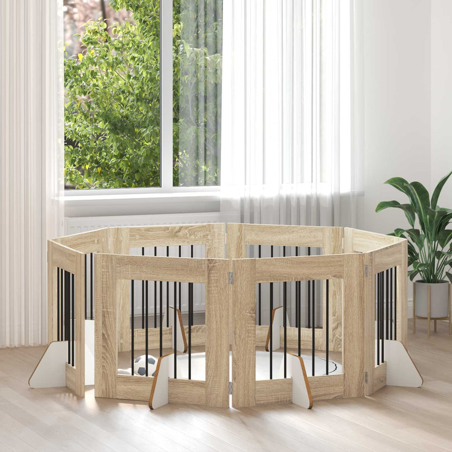 Hondenhekje met standaards 8 pcs Sonoma Eiken 60 x 60 cm