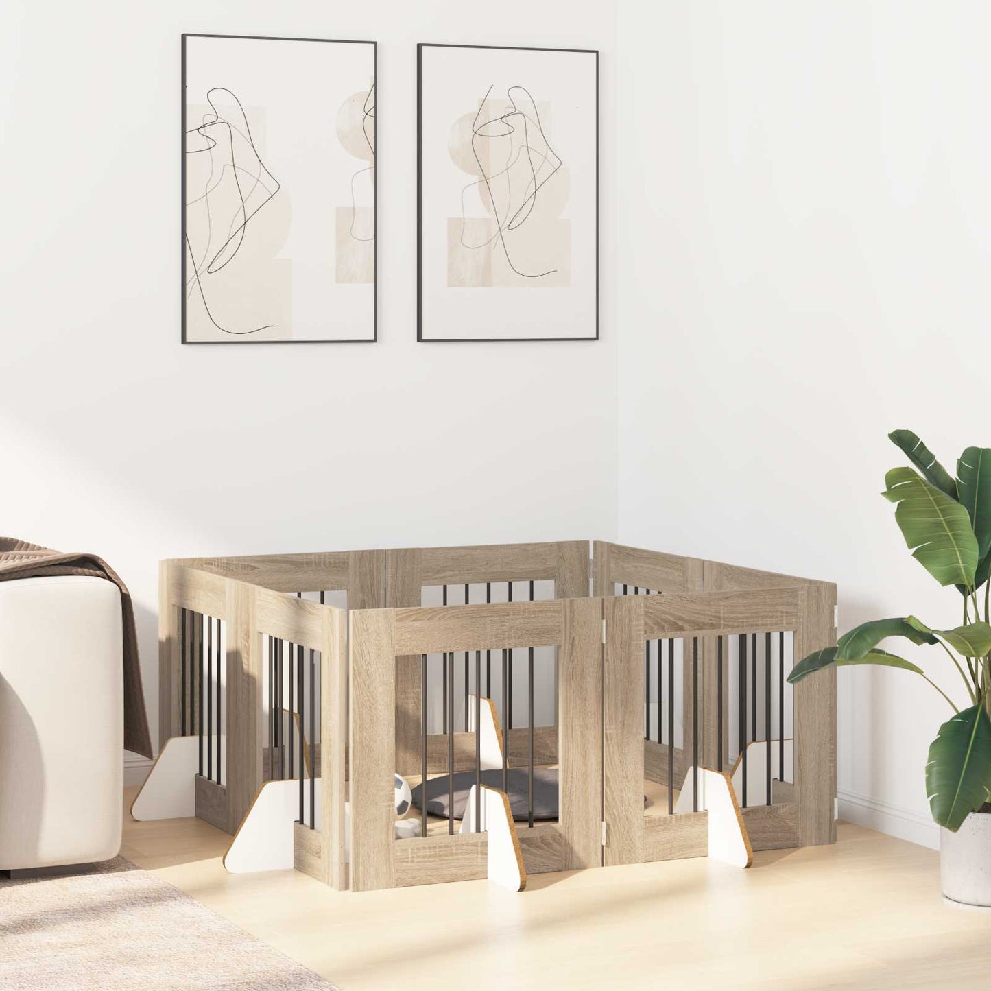 Hondenhekje met standaards 8 pcs Sonoma Eiken 60 x 60 cm