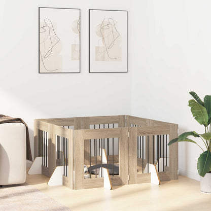 Hondenhekje met standaards 8 pcs Sonoma Eiken 60 x 60 cm