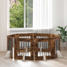 Hondenhekje met standaards 8 pcs Gerookt eiken 60 x 60 cm