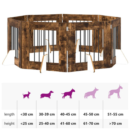 Hondenhekje met standaards 8 pcs Gerookt eiken 60 x 60 cm