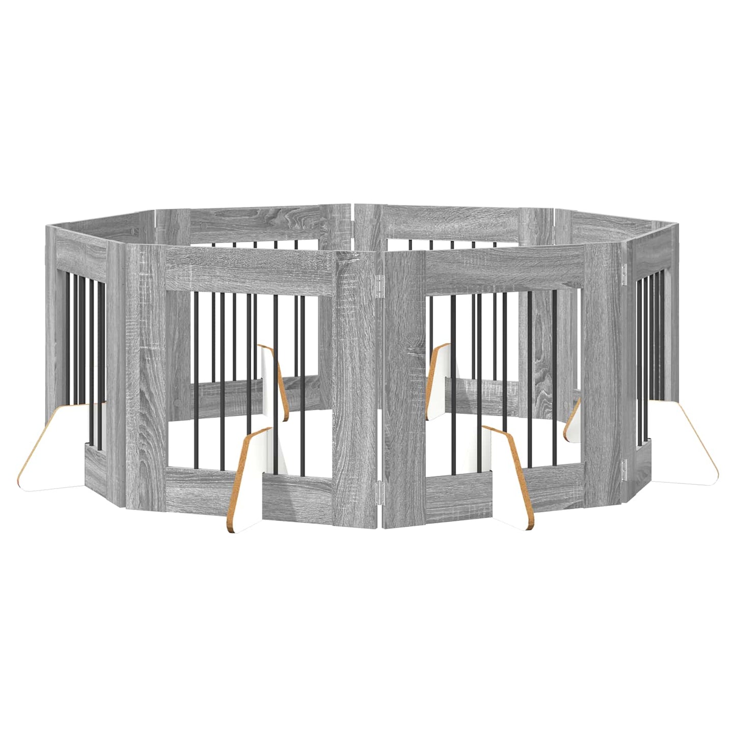 Hondenhekje met standaards 8 pcs Grijs sonoma 60 x 60 cm
