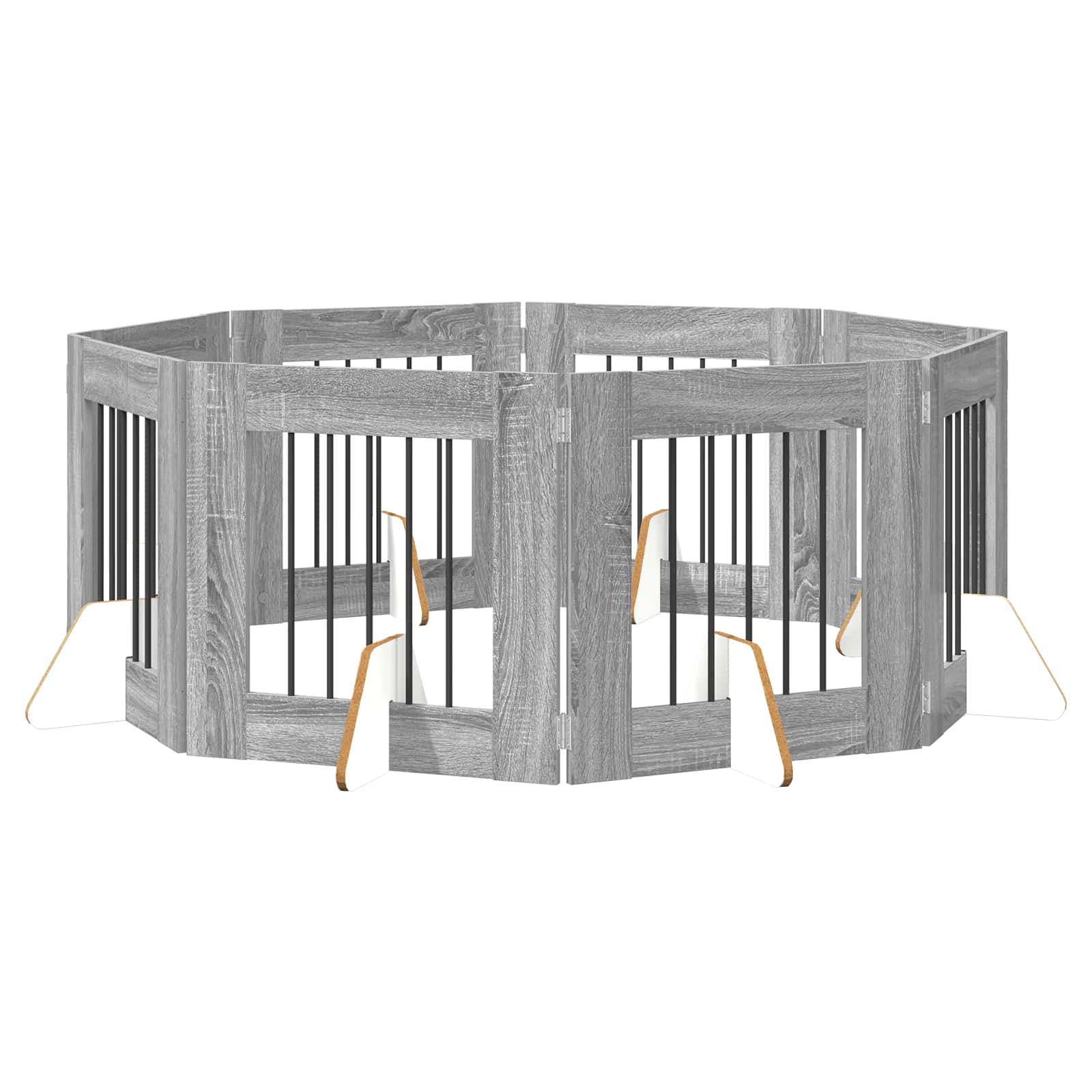 Hondenhekje met standaards 8 pcs Grijs sonoma 60 x 60 cm