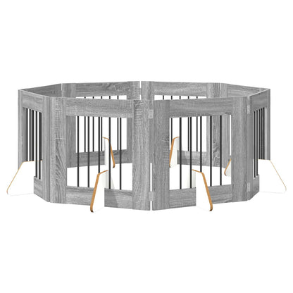 Hondenhekje met standaards 8 pcs Grijs sonoma 60 x 60 cm