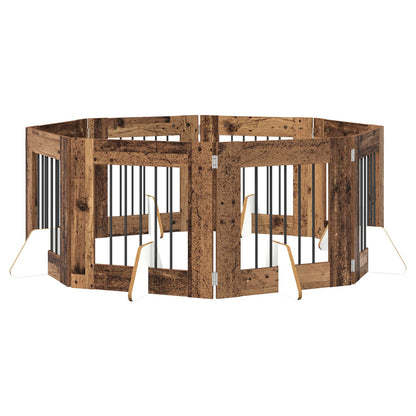 Hondenhekje met standaards 8 pcs Oud hout 60 x 60 cm